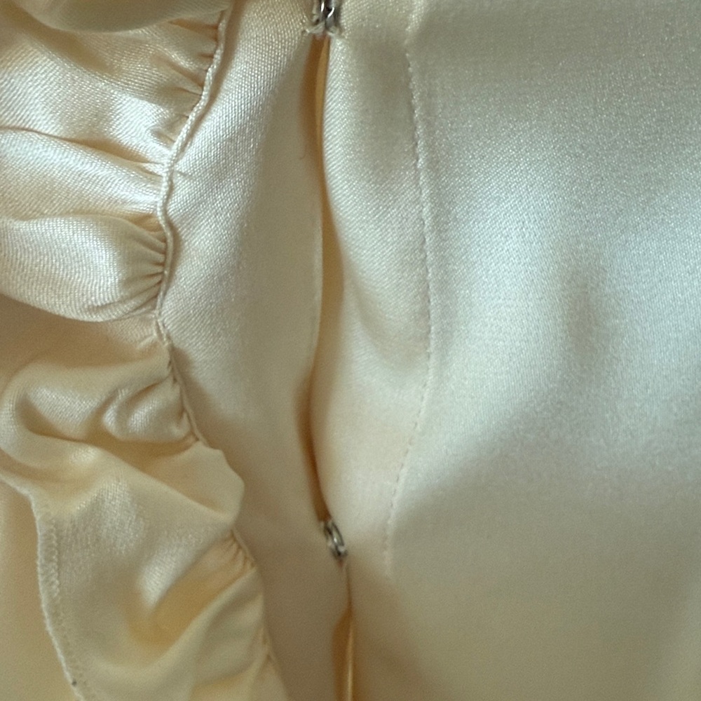 Tory Burch Ivory Silk Charmeuse Ruffled Blouse - Picture 3 of 8